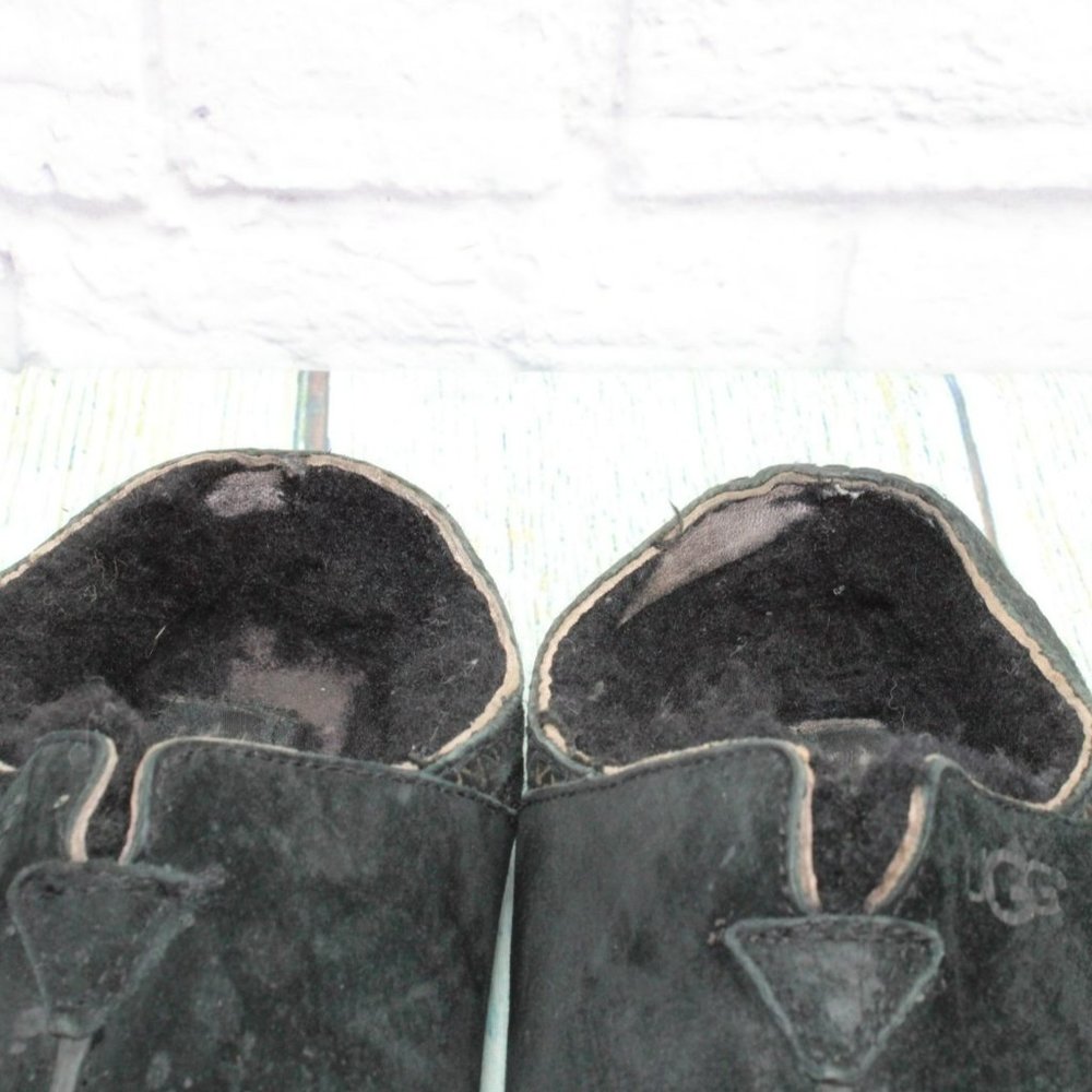 UGG Australia Tasman Black Suede Slip On Shearling Lined Slippers Size 12 - Picture 9 of 10
